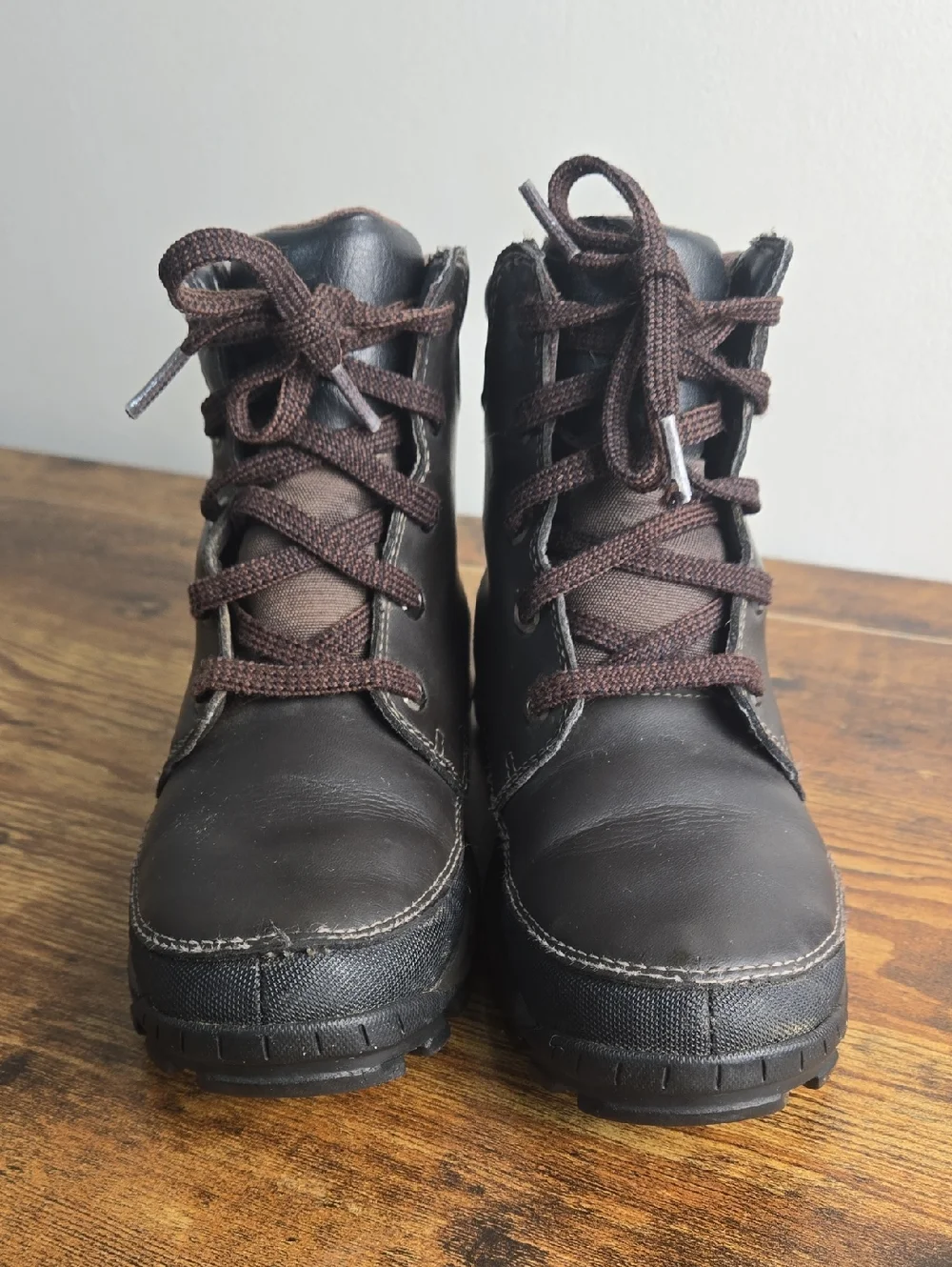 Timberland Boys Premium Brown Leather Boots Mid Waterproof Sz 1.5 Streetwear